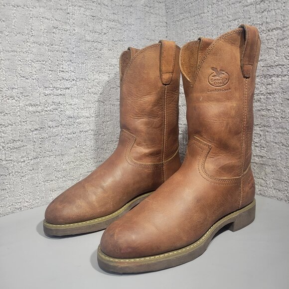 Georgia Farm and Ranch Men's Size 7D Brown Leather Pull on Welington Boots G5814 - Picture 6 of 10